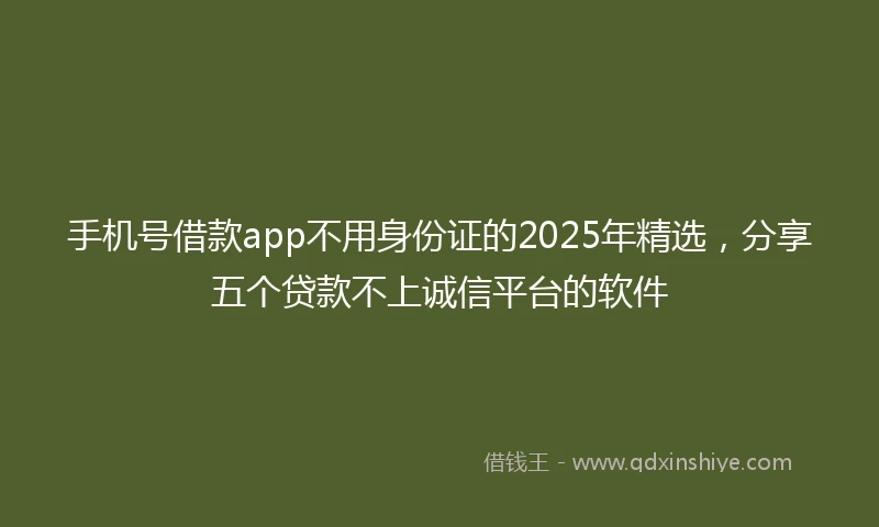 手机号借款app不用身份证的2025年精选，分享五个贷款不上诚信平台的软件