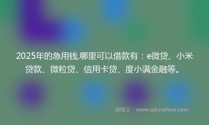 2025年的急用钱,哪里可以借款有：e微贷、小米贷款、微粒贷、信用卡贷、度小满金融等。