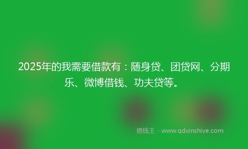 2025年的我需要借款有：随身贷、团贷网、分期乐、微博借钱、功夫贷等。