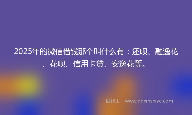 2025年的微信借钱那个叫什么有：还呗、融逸花、花呗、信用卡贷、安逸花等。