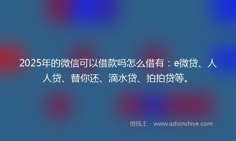 2025年的微信可以借款吗怎么借有：e微贷、人人贷、替你还、滴水贷、拍拍贷等。