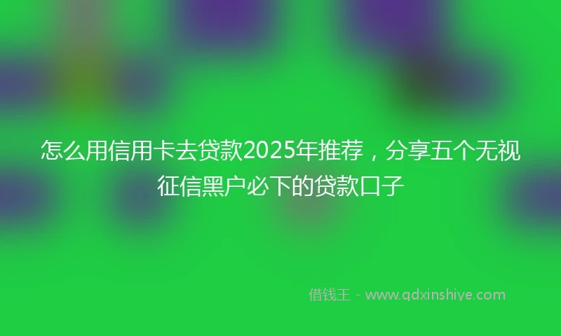 怎么用信用卡去贷款2025年推荐，分享五个无视征信黑户必下的贷款口子