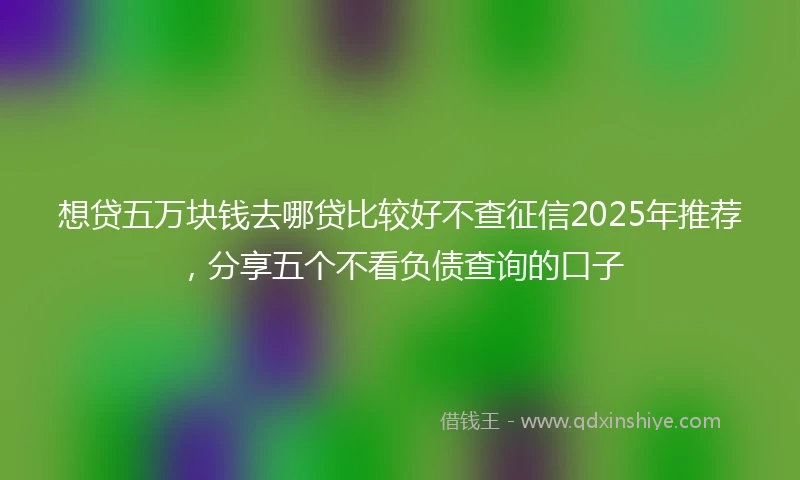 想贷五万块钱去哪贷比较好不查征信2025年推荐，分享五个不看负债查询的口子