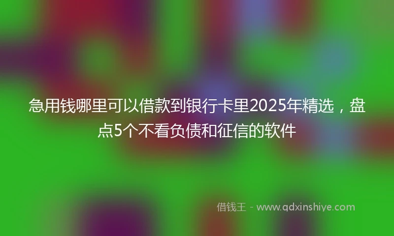 急用钱哪里可以借款到银行卡里2025年精选，盘点5个不看负债和征信的软件