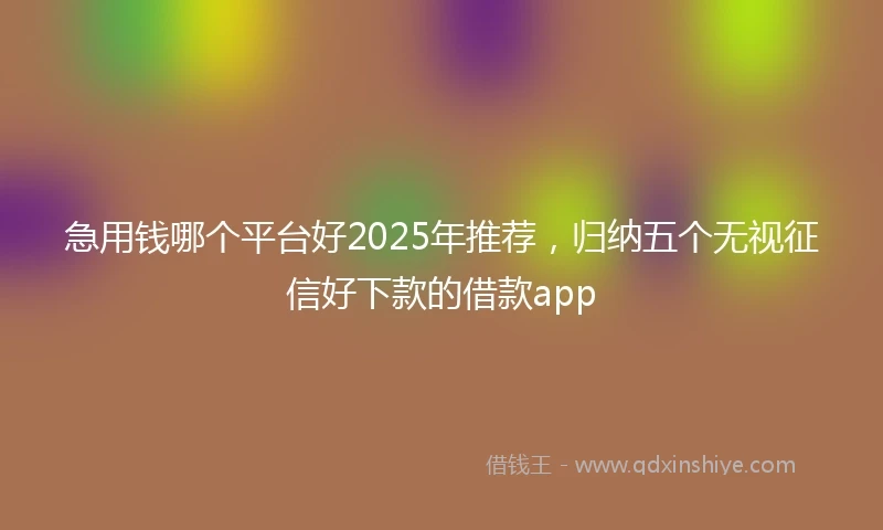 急用钱哪个平台好2025年推荐，归纳五个无视征信好下款的借款app