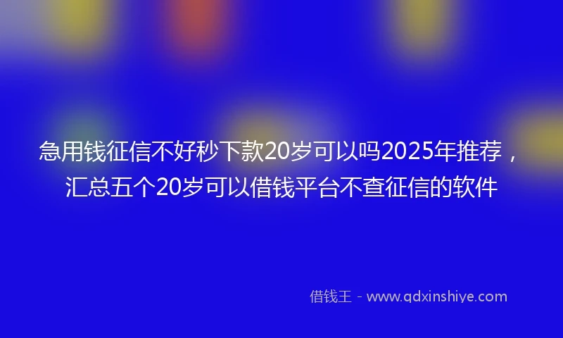 急用钱征信不好秒下款20岁可以吗2025年推荐，汇总五个20岁可以借钱平台不查征信的软件