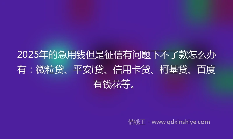 2025年的急用钱但是征信有问题下不了款怎么办有：微粒贷、平安i贷、信用卡贷、柯基贷、百度有钱花等。