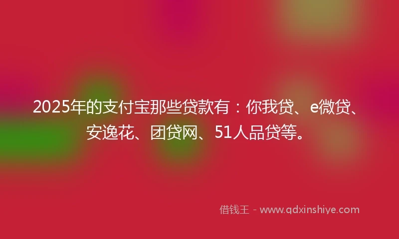 2025年的支付宝那些贷款有：你我贷、e微贷、安逸花、团贷网、51人品贷等。
