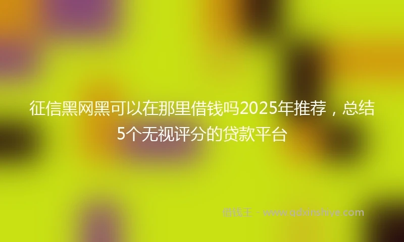 征信黑网黑可以在那里借钱吗2025年推荐,总结5个无视评分的贷款平台