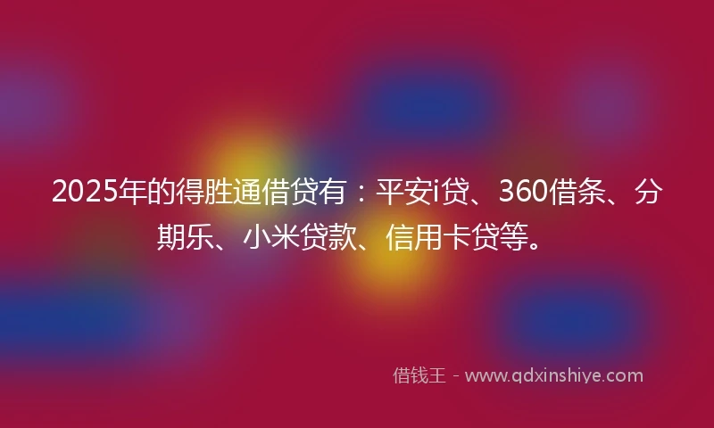 2025年的得胜通借贷有：平安i贷、360借条、分期乐、小米贷款、信用卡贷等。