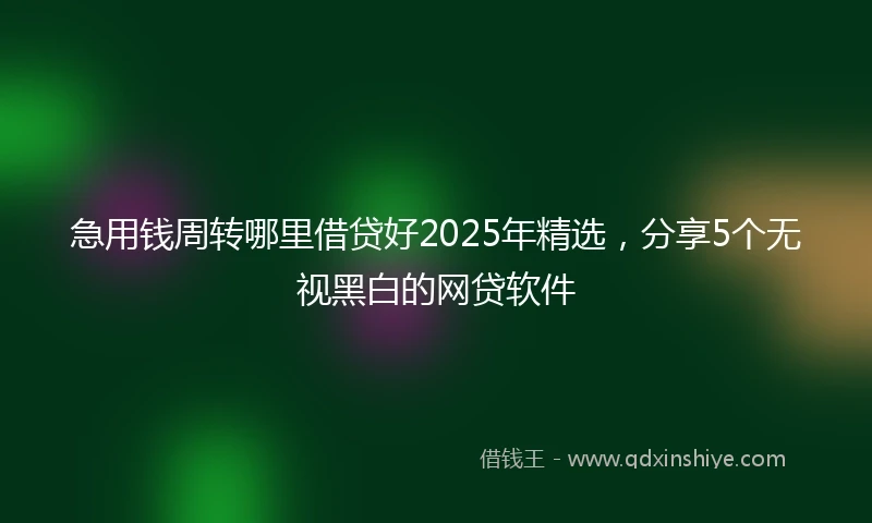 急用钱周转哪里借贷好2025年精选，分享5个无视黑白的网贷软件