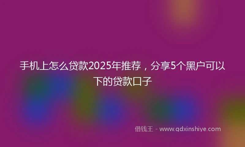 手机上怎么贷款2025年推荐，分享5个黑户可以下的贷款口子