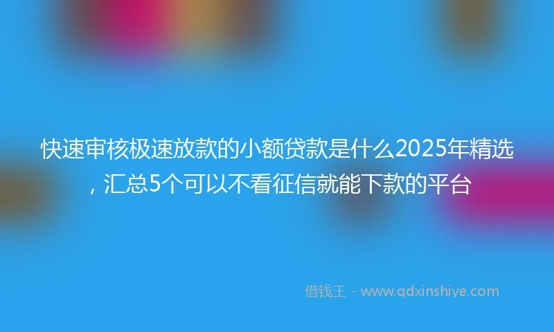快速审核极速放款的小额贷款是什么2025年精选，汇总5个可以不看征信就能下款的平台