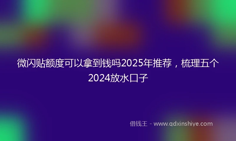 微闪贴额度可以拿到钱吗2025年推荐，梳理五个2024放水口子