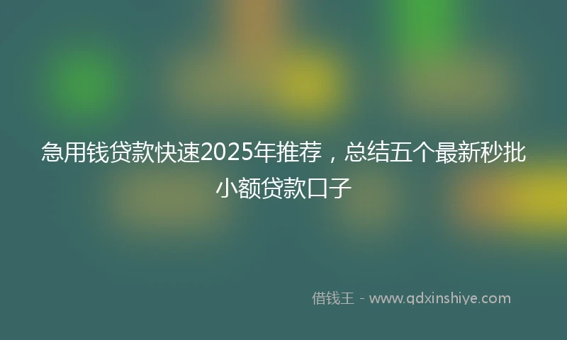 急用钱贷款快速2025年推荐,总结五个最新秒批小额贷款口子