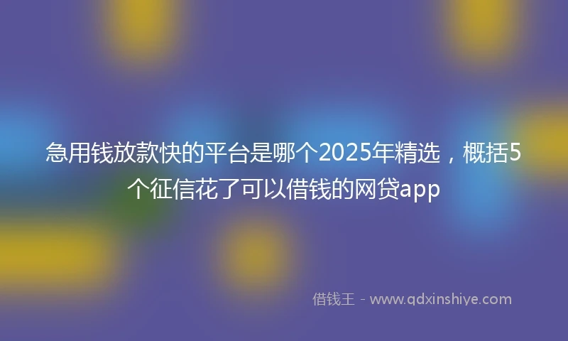 急用钱放款快的平台是哪个2025年精选，概括5个征信花了可以借钱的网贷app