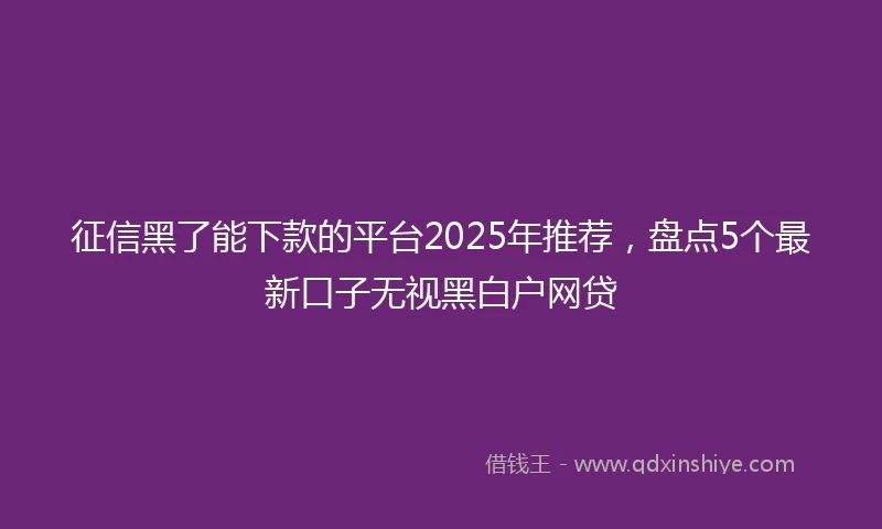 征信黑了能下款的平台2025年推荐，盘点5个最新口子无视黑白户网贷