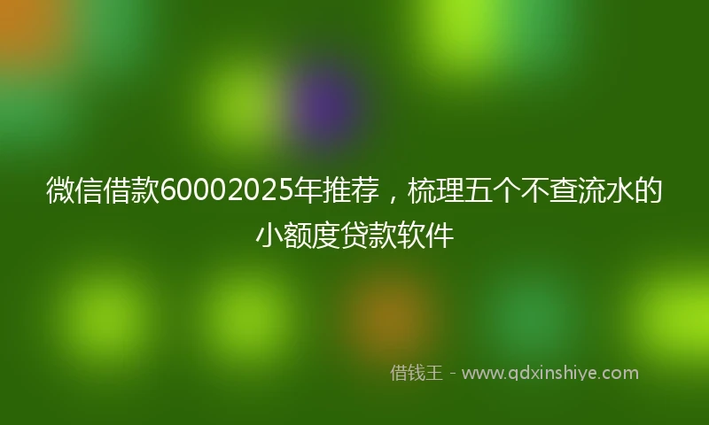 微信借款60002025年推荐,梳理五个不查流水的小额度贷款软件