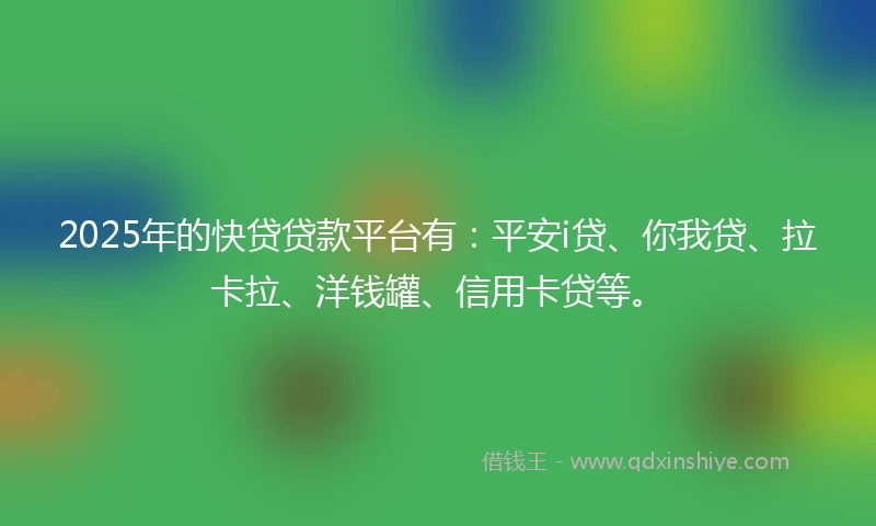2025年的快贷贷款平台有：平安i贷、你我贷、拉卡拉、洋钱罐、信用卡贷等。