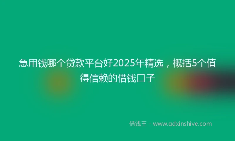 急用钱哪个贷款平台好2025年精选，概括5个值得信赖的借钱口子