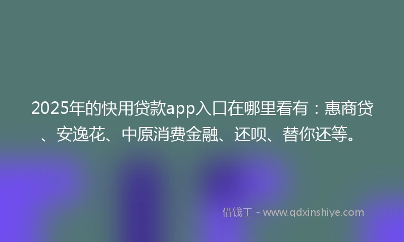2025年的快用贷款app入口在哪里看有：惠商贷、安逸花、中原消费金融、还呗、替你还等。