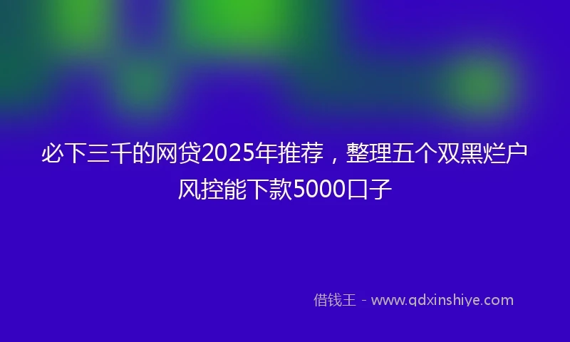 必下三千的网贷2025年推荐，整理五个双黑烂户风控能下款5000口子