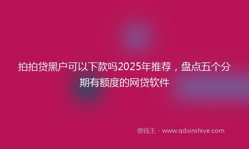 拍拍贷黑户可以下款吗2025年推荐，盘点五个分期有额度的网贷软件