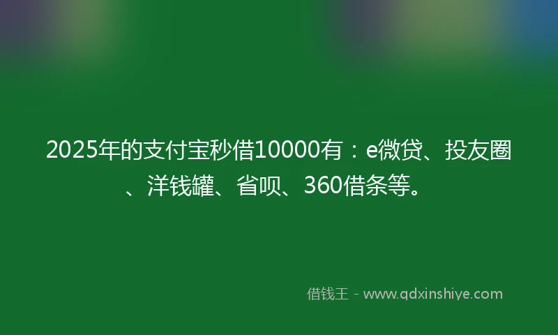 2025年的支付宝秒借10000有：e微贷、投友圈、洋钱罐、省呗、360借条等。