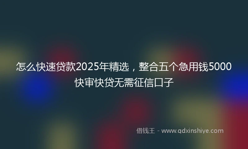 怎么快速贷款2025年精选，整合五个急用钱5000快审快贷无需征信口子