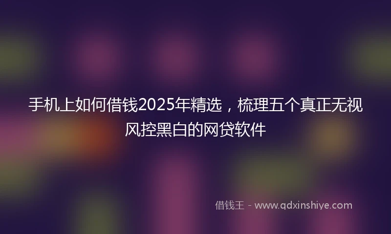 手机上如何借钱2025年精选，梳理五个真正无视风控黑白的网贷软件