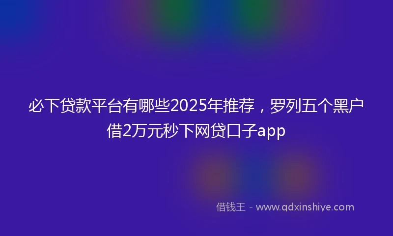 必下贷款平台有哪些2025年推荐，罗列五个黑户借2万元秒下网贷口子app