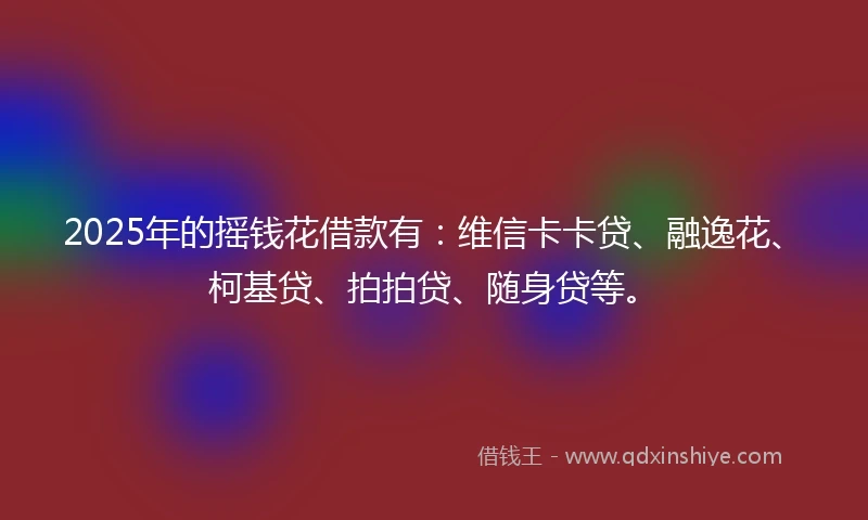 2025年的摇钱花借款有：维信卡卡贷、融逸花、柯基贷、拍拍贷、随身贷等。