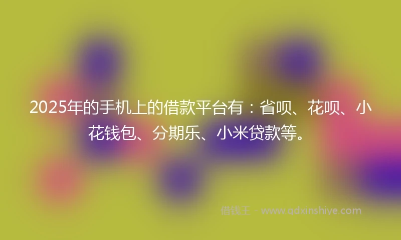 2025年的手机上的借款平台有：省呗、花呗、小花钱包、分期乐、小米贷款等。