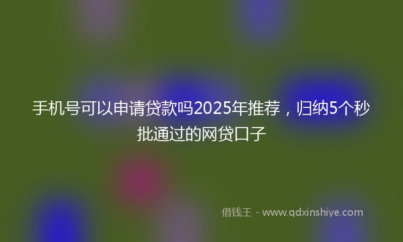 手机号可以申请贷款吗2025年推荐，归纳5个秒批通过的网贷口子