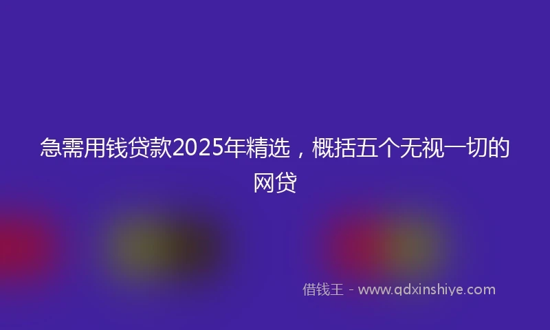 急需用钱贷款2025年精选，概括五个无视一切的网贷