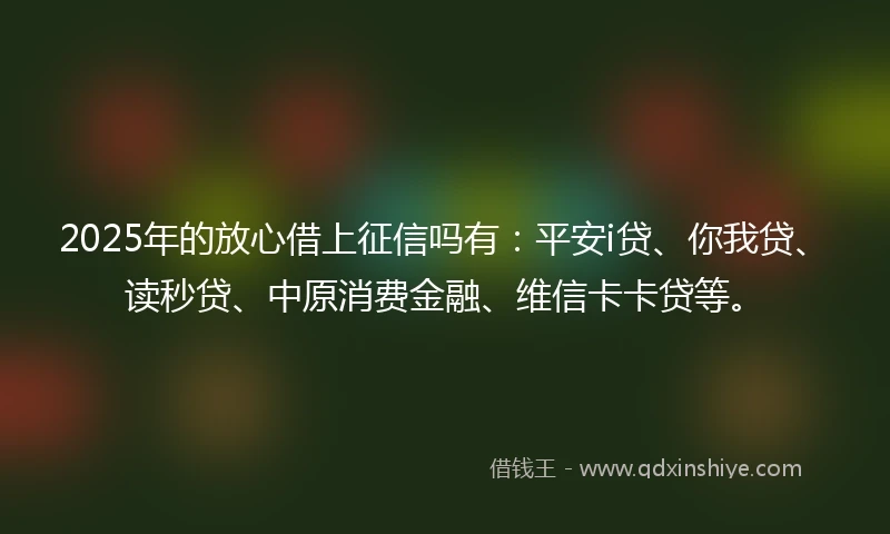 2025年的放心借上征信吗有：平安i贷、你我贷、读秒贷、中原消费金融、维信卡卡贷等。