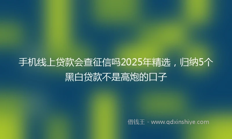 手机线上贷款会查征信吗2025年精选，归纳5个黑白贷款不是高炮的口子