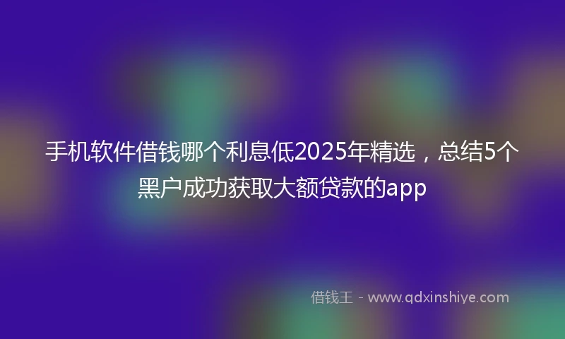 手机软件借钱哪个利息低2025年精选，总结5个黑户成功获取大额贷款的app