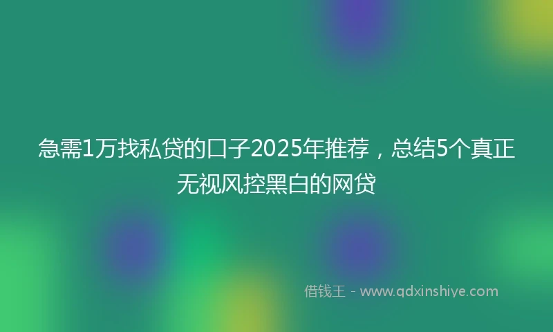 急需1万找私贷的口子2025年推荐，总结5个真正无视风控黑白的网贷
