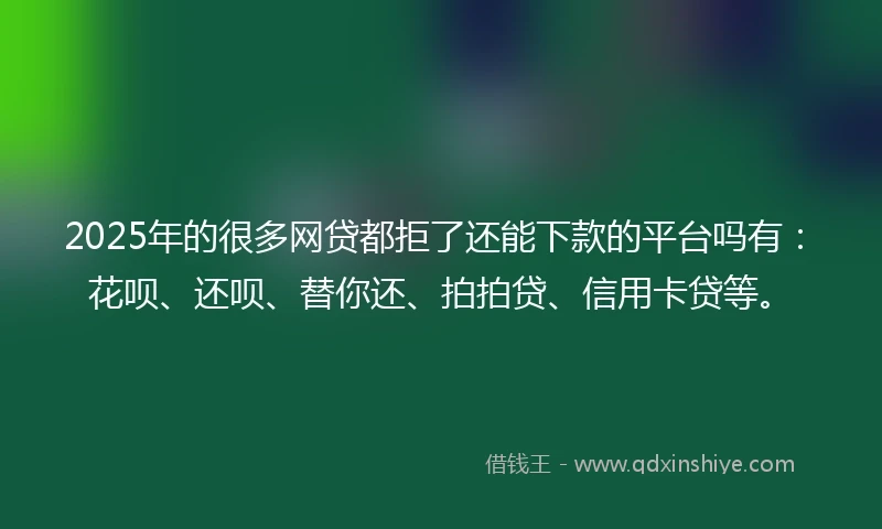 2025年的很多网贷都拒了还能下款的平台吗有：花呗、还呗、替你还、拍拍贷、信用卡贷等。