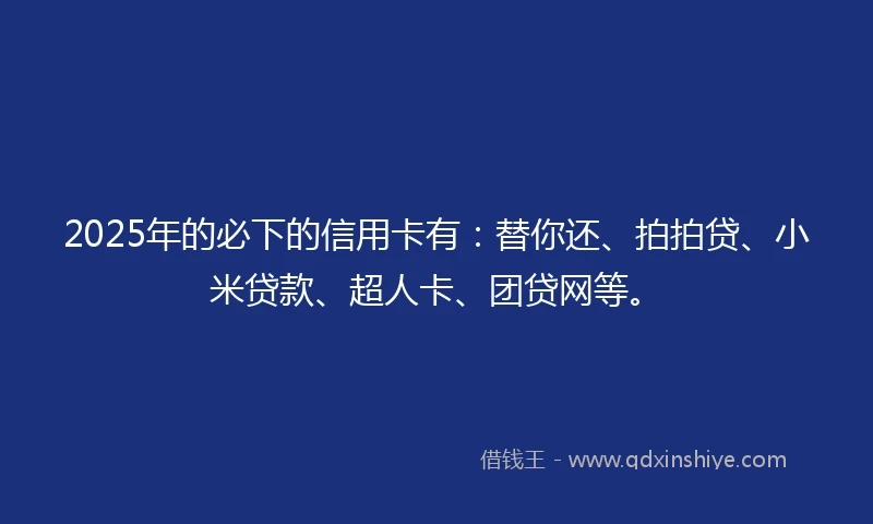 2025年的必下的信用卡有：替你还、拍拍贷、小米贷款、超人卡、团贷网等。