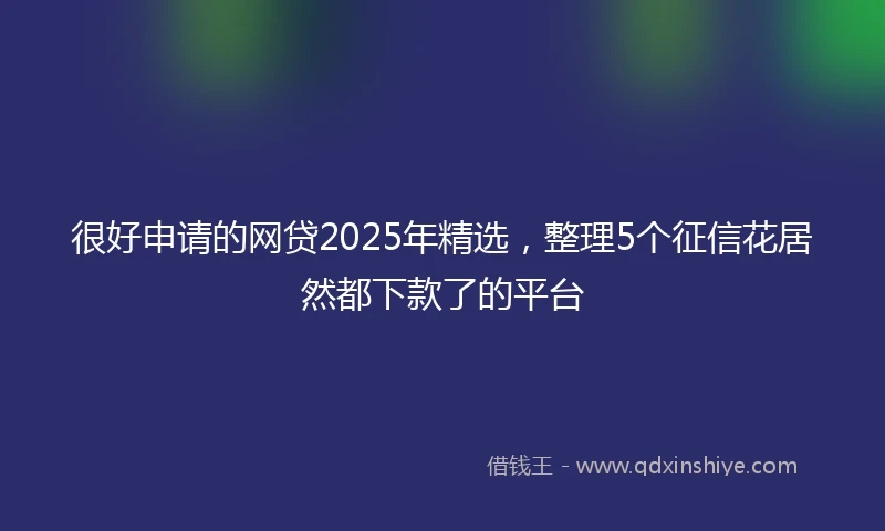 很好申请的网贷2025年精选，整理5个征信花居然都下款了的平台
