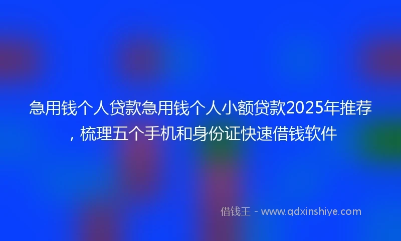急用钱个人贷款急用钱个人小额贷款2025年推荐，梳理五个手机和身份证快速借钱软件