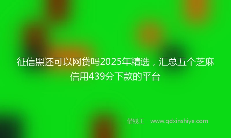 征信黑还可以网贷吗2025年精选，汇总五个芝麻信用439分下款的平台