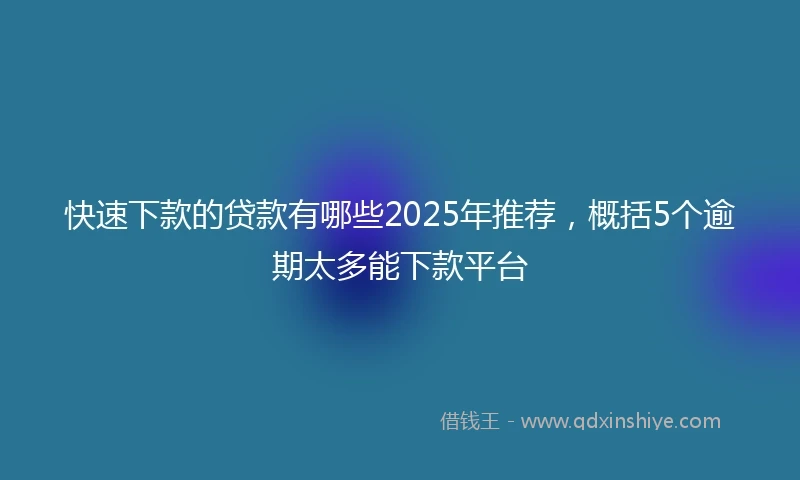 快速下款的贷款有哪些2025年推荐，概括5个逾期太多能下款平台