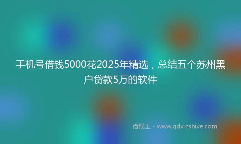 手机号借钱5000花2025年精选，总结五个苏州黑户贷款5万的软件