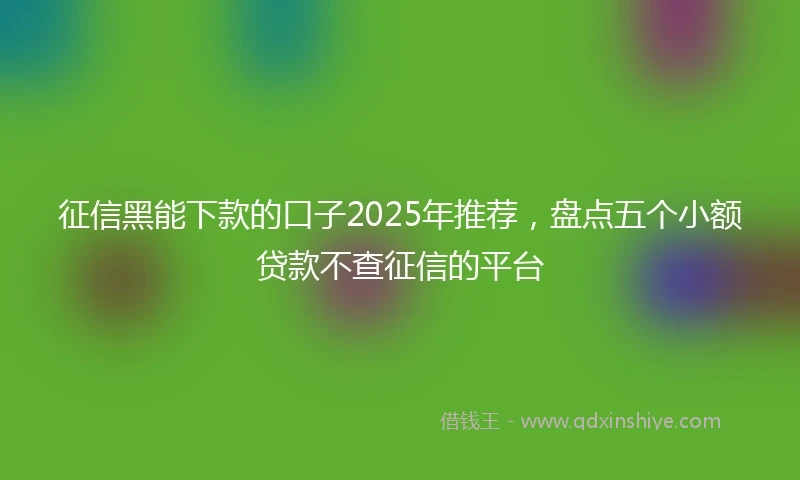 征信黑能下款的口子2025年推荐,盘点五个小额贷款不查征信的平台
