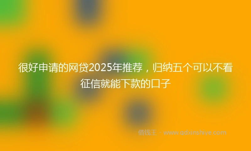 很好申请的网贷2025年推荐，归纳五个可以不看征信就能下款的口子