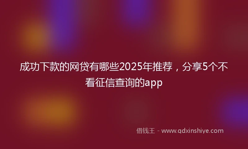 成功下款的网贷有哪些2025年推荐，分享5个不看征信查询的app