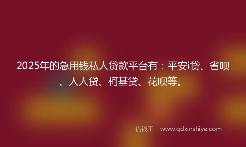 2025年的急用钱私人贷款平台有：平安i贷、省呗、人人贷、柯基贷、花呗等。